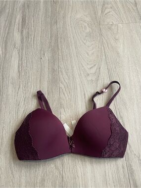 Uncommon Plum Lace-Trim Push-Up Bra